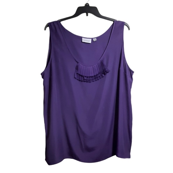 Avenue Women's Plus Size 26/28 Purple Sleeveless Blouse Tank Top Fringe Detail - Picture 7 of 7